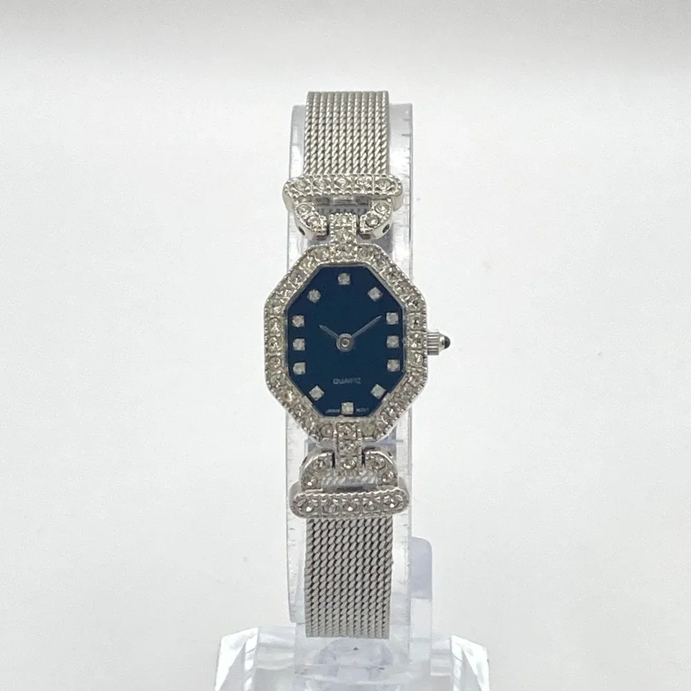 Elizabeth Taylor Avon Women's Watch Silver Tone Crystals Art Deco New Battery